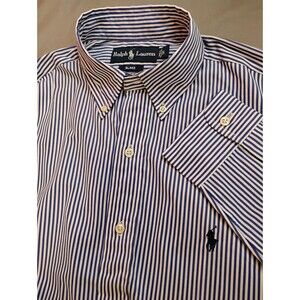 Men's Ralph Lauren Long Sleeve Button Up Shirt Striped Blue White Small